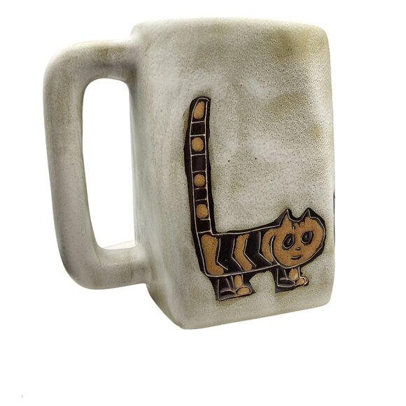 Cats Mara Mug Handmade Lead Free Stoneware Pottery Made in Mexico 4.5"H x 3"W - Picture 4 of 7